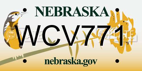 WCV771 Nebraska License Plate