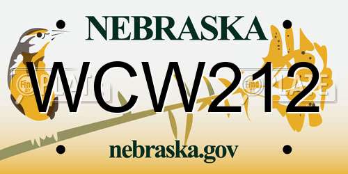 WCW212 Nebraska License Plate