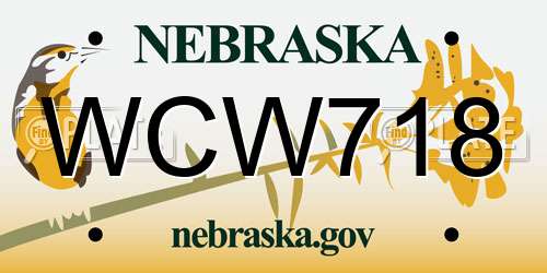 WCW718 Nebraska License Plate