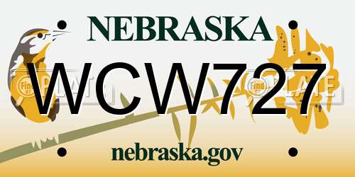 WCW727 Nebraska License Plate