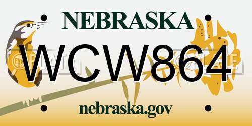 WCW864 Nebraska License Plate
