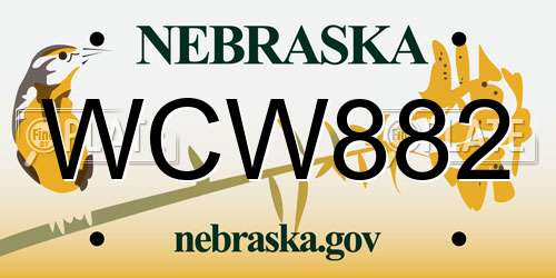 WCW882 Nebraska License Plate