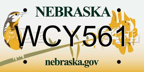 WCY561 Nebraska License Plate