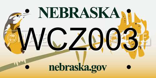 WCZ003 Nebraska License Plate