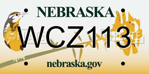 WCZ113 Nebraska License Plate