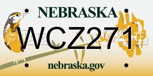 WCZ271 Nebraska License Plate