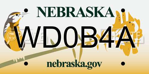 WD0B4A Nebraska License Plate