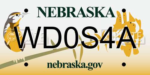 WD0S4A Nebraska License Plate