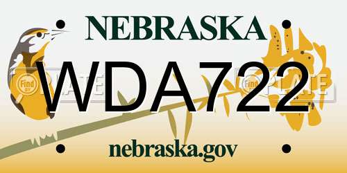 WDA722 Nebraska License Plate