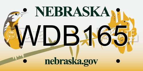 WDB165 Nebraska License Plate