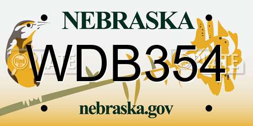 WDB354 Nebraska License Plate