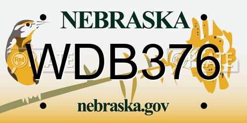 WDB376 Nebraska License Plate