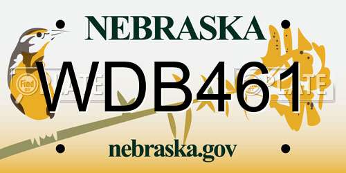 WDB461 Nebraska License Plate