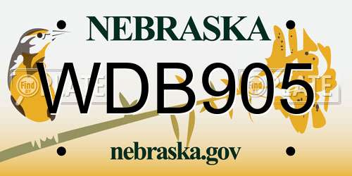 WDB905 Nebraska License Plate