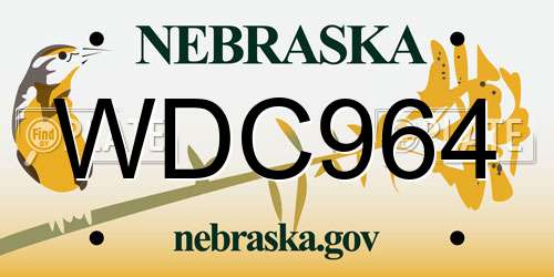 WDC964 Nebraska License Plate