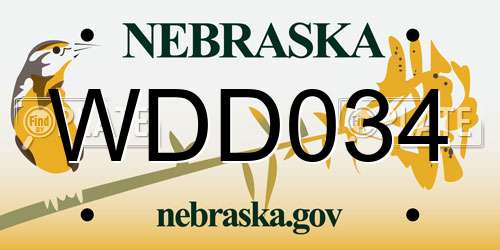 WDD034 Nebraska License Plate