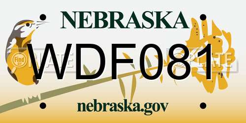 WDF081 Nebraska License Plate