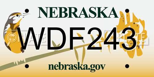 WDF243 Nebraska License Plate