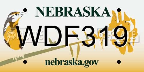 WDF319 Nebraska License Plate