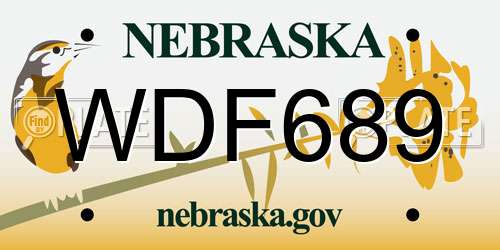 WDF689 Nebraska License Plate