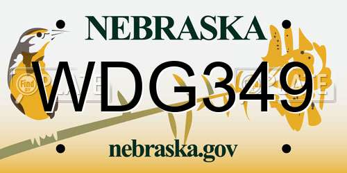 WDG349 Nebraska License Plate