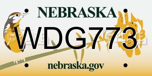 WDG773 Nebraska License Plate