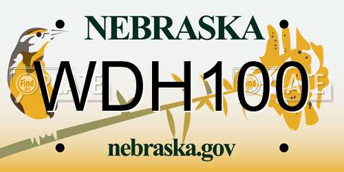 WDH100 Nebraska License Plate