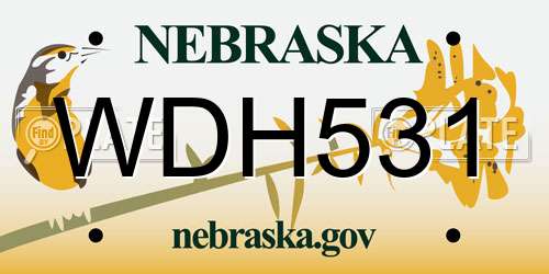 WDH531 Nebraska License Plate
