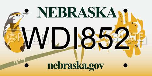 WDI852 Nebraska License Plate