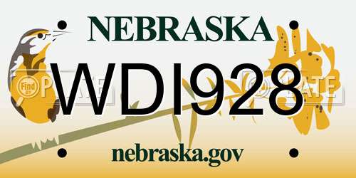 WDI928 Nebraska License Plate