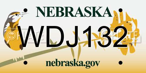 WDJ132 Nebraska License Plate