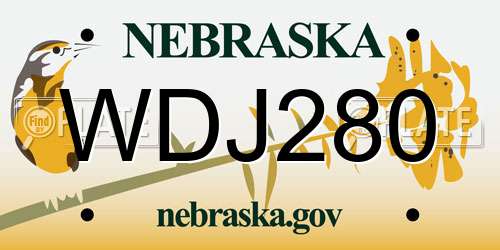 WDJ280 Nebraska License Plate