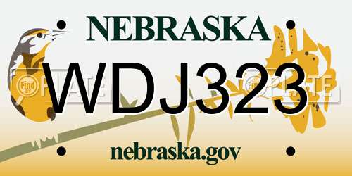 WDJ323 Nebraska License Plate