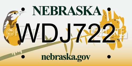 WDJ722 Nebraska License Plate