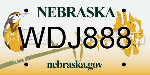 WDJ888 Nebraska License Plate