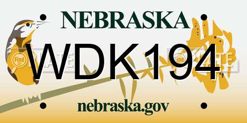WDK194 Nebraska License Plate