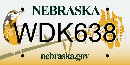 WDK638 Nebraska License Plate