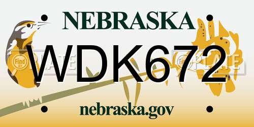 WDK672 Nebraska License Plate