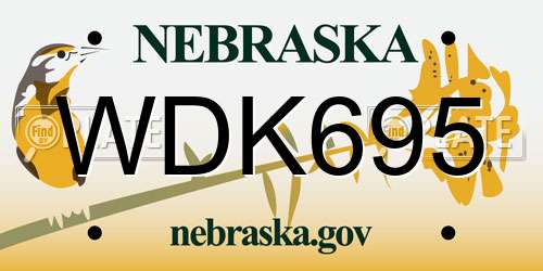 WDK695 Nebraska License Plate