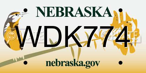 WDK774 Nebraska License Plate