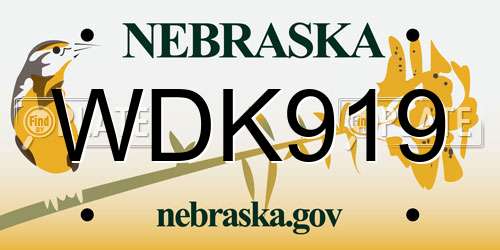 WDK919 Nebraska License Plate