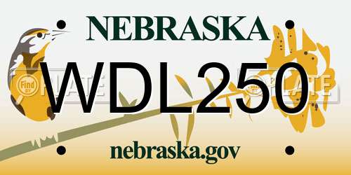WDL250 Nebraska License Plate