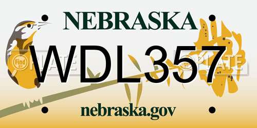 WDL357 Nebraska License Plate