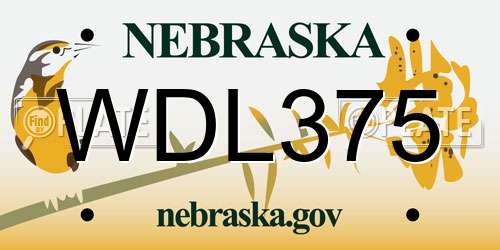 WDL375 Nebraska License Plate