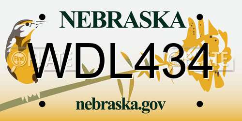 WDL434 Nebraska License Plate