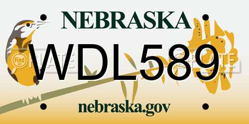 WDL589 Nebraska License Plate