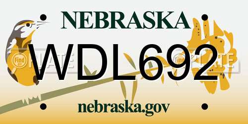 WDL692 Nebraska License Plate