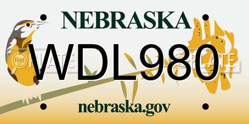 WDL980 Nebraska License Plate