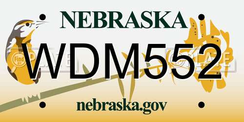 WDM552 Nebraska License Plate