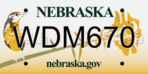 WDM670 Nebraska License Plate